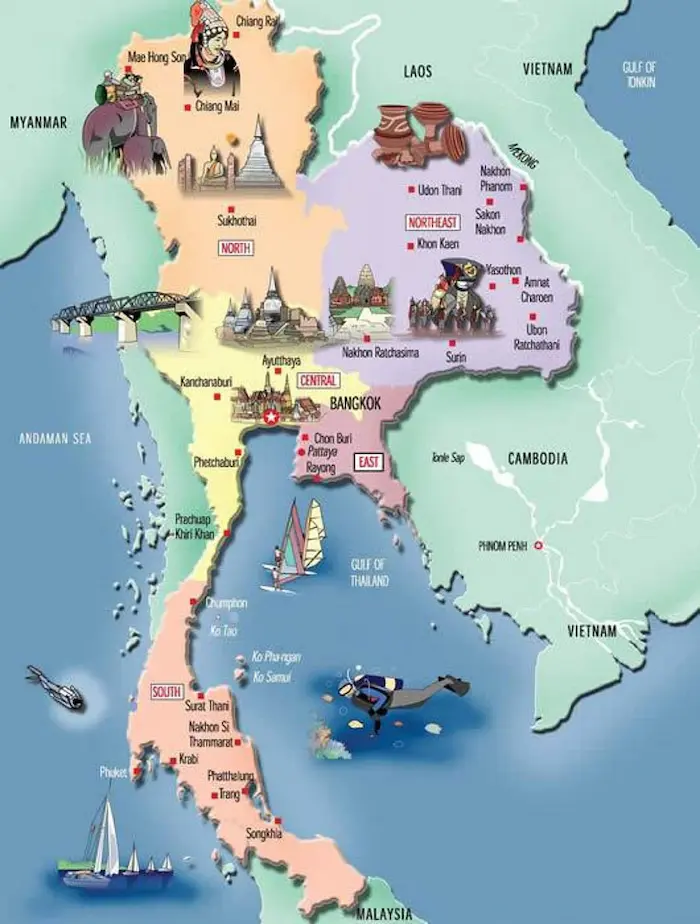 mapa de tailandia
