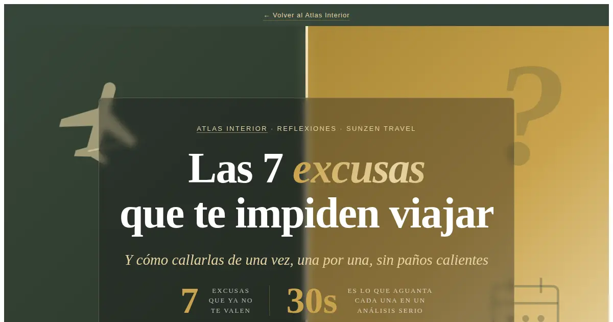 Las 7 excusas que te impiden viajar, Atlas Interior de SunZen Travel