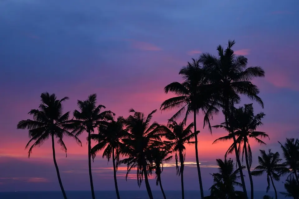 Atardecer sobre el Océano Índico en la costa de Sri Lanka